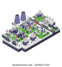 Modern industry isometric illustrated on white background