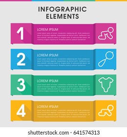 Modern infant infographic template. infographic design with infant icons includes baby onesie, beanbag. can be used for presentation, diagram, annual report, web design.