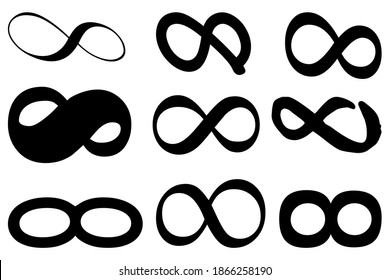 Conjunto infinito moderno, gran diseño para cualquier propósito. Juego de iconos infinitos. Símbolo de esquema. Imagen de archivo.
