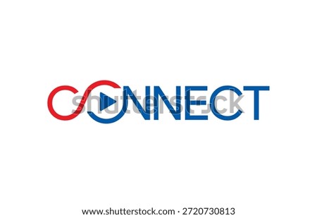 Modern infinity connect logo with play button icon for digital media and technology business.
