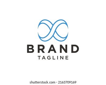 Modern Infinity Logo. Blue Sea Wave with Geometric Striped Lines Combination isolated on White Background. Usable for Business and Technology Logos. Flat Vector Logo Design Template Element.
