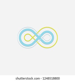 Modern Infinity Loop ,Blue and YellowColor, Vector Isolated Illustration 