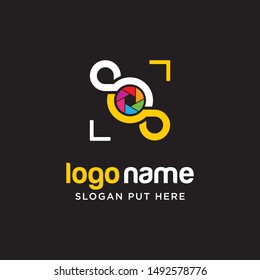 Modern infinity photography/camera logo design template vector