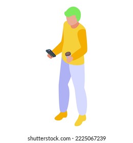Vector isométrico del icono de influenciador moderno. Digital online. Cliente de contenido