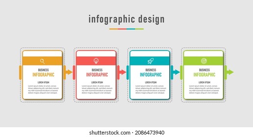 Moderna plantilla de negocio de infografía y visualización de datos con 4 opciones.