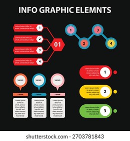 Colección de elementos gráficos de información moderna con gráficos, iconos, líneas de tiempo y Formas de visualización de datos. Diseño de Vector limpio ideal para informes, presentaciones, diseños de Web y proyectos empresariales.