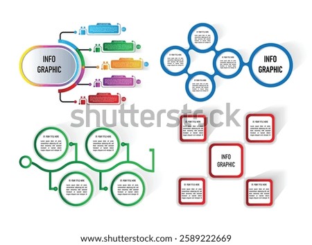 Modern info graphic template design with 4 sets, vector illsutration