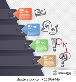 Modern info graphics progression banner Vector illustration, with hand drawn elements