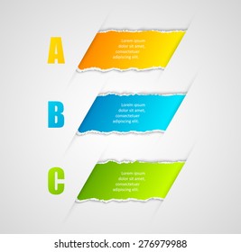 Modern info graphics template torn paper style. Vector illustration number options for brochure or web design.