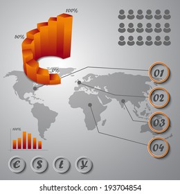 Modern info graphics with various world currencies
