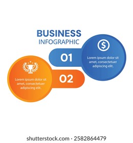 Modern infographic 2 step timeline journey minimalist chart list template designed