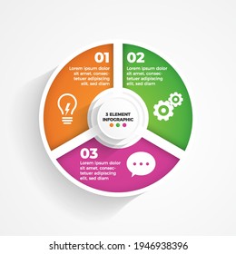 modern infographic 3 element. Modern 3 step process Infographic, 3D design template 