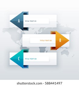 modern infographic for 3 options with arrow, can be used in presentation or business workflow layout