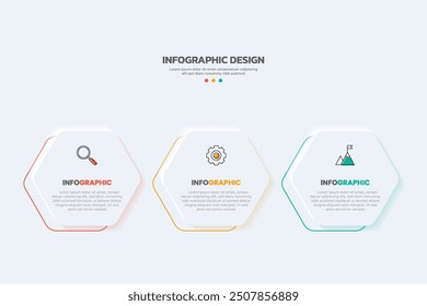 Modern infographic with 3 options. Hexagonal infographic with icons.