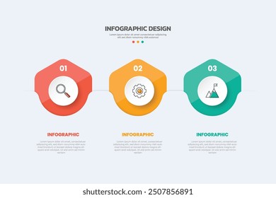 Infographie moderne avec 3 options. Infographie hexagonale avec icônes.