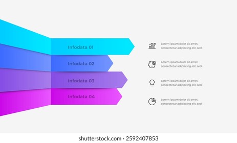 Modern infographic with 4 arrows and line icons, illustrating a professional and creative approach to data presentation. Ideal for business, education, or creative projects
