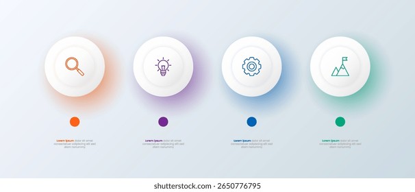 Modern infographic with 4 color circle options design.