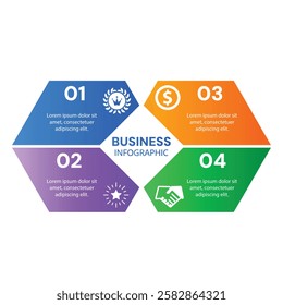 Modern infographic 4 options or steps template with business success icons design