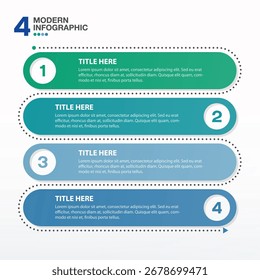 Modern infographic with 4 steps, process or options, process chart, Used for process diagram, presentations, workflow layout, flow chart, infograph. Vector eps10.