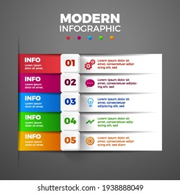 elegante ilustración de vector de infografía moderna de 5 pasos