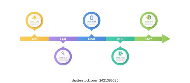 Infografía moderna de 5 pasos con diagrama gráfico de círculo, diseño de grafo de negocios.