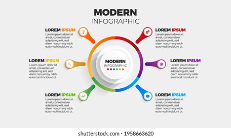 modern infographic 6 element 3d. Business data visualization. Abstract elements diagram with 6 steps, options, parts or processes. Vector business template for presentation