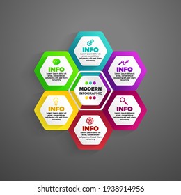 modern infographic 6 element. Modern Hexagon Infographic 6 element vector illustration