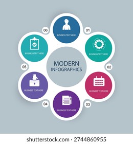 Modern Infographic 6 Options with Circular Cycle