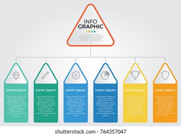 modern infographic with 6 options, use for diagram, steps, banner, triangular, workflow, business presentation template