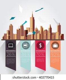 Modern infographic with building background