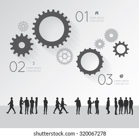 Modern infographic for business project with silhouette people.