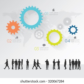 Modern infographic for business project with silhouette people.