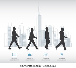 Modern infographic for business project with silhouette people.