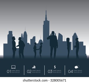 Modern infographic for business project with silhouette people.