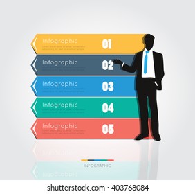 Modern infographic for business project with silhouette people.