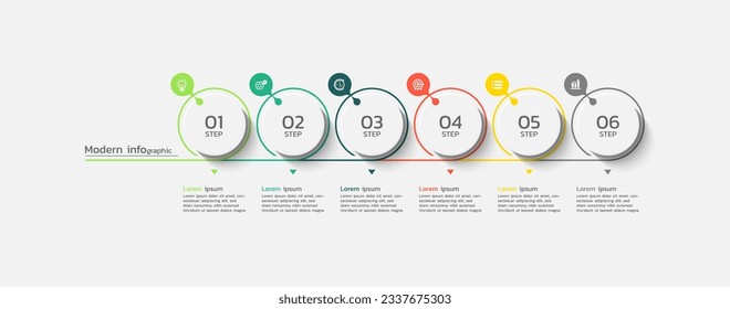 Modern infographic business template circle elements with 6 steps