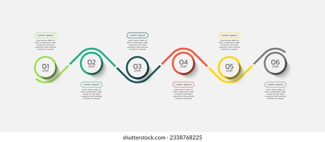 Moderne Infografik-Business-Template-Elemente mit 6 Schritten