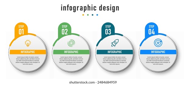 La Plantilla de negocios moderna de infografía y visualización de datos con 5 opciones se puede utilizar para diagrama de flujo de trabajo, infografía, Diseño web. Ilustración vectorial.	
