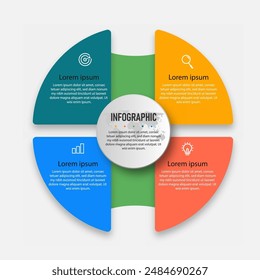 La Plantilla de negocios de infografía moderna y la visualización de datos con opciones se pueden utilizar para diagrama de flujo de trabajo, infografía, Diseño web. Ilustración vectorial.	
