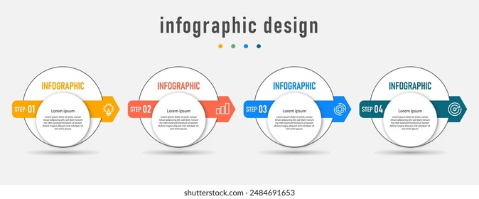 Modern infographic business template and data visualization with 4 options can be used for workflow diagram, info chart, web design. vector illustration.	
