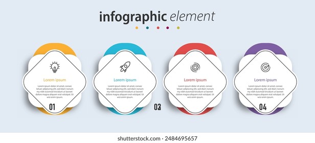 Modern infographic business template and data visualization with 4 options can be used for workflow diagram, info chart, web design. vector illustration.	