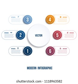 Modern Infographic. Chart template for presentation 6 options circles  banner what can be used as business infograpchic,chart, diagram, table, workflow layout. Set of business icons