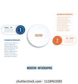 Modern Infographic. Chart template for presentation 2 options circles  banner what can be used as business infograpchic,chart, diagram, table, workflow layout. Set of business icons