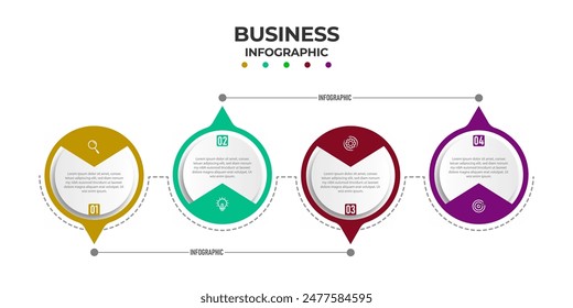 Modern infographic circle arrow business template and data visualization with 4 options or steps