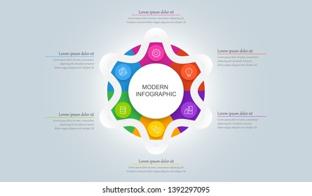 Modern info-graphic in Circle shape with six options, workflow or process diagram for business people.