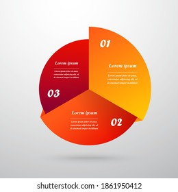 Modern infographic circle template with 3 steps, parts, options, sectors, stages. Can be used for pie chart, workflow layout, cycling diagram, brochure, report, creative presentation, web design.