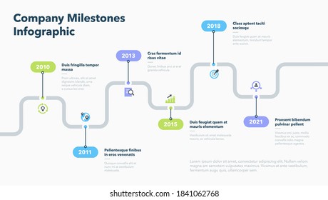 Modern infographic for company milestones timeline. Easy to use for your website or presentation.