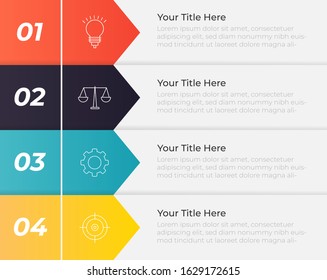 Modern infographic concept template with icons and four steps progess. Vector for company and corporate business project and presentation. Eps 10