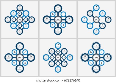 Modern Infographic Connection Templates Set