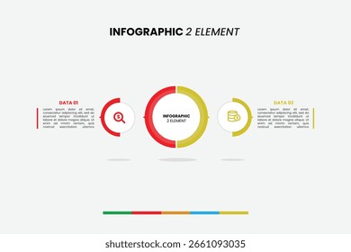 Diseño infográfico moderno con 2 Elementos para visualización de datos. Perfecto para presentaciones de negocios, informes y marketing